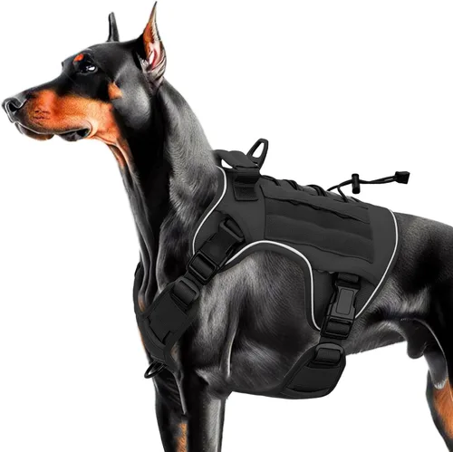 Miniatura 84 de Arnés táctico para perros grandes, chaleco reflectante ajustable sin tirones con sistema Molle, control de grado militar K9 para entrenamiento