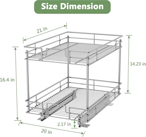 Miniatura 6 de ROOMTEC Organizador de armario extraíble de 20 pulgadas de ancho x 21 pulgadas de profundidad, organizador de armario de cocina y almacenamiento