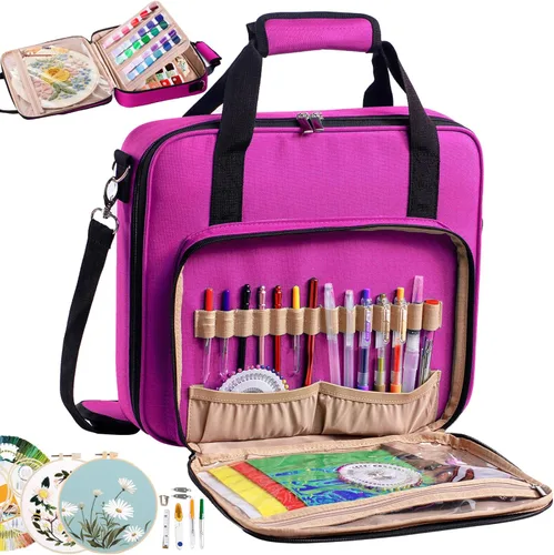 Miniatura 9 de MYBAGZING Bolsa Grande para Proyectos de Bordado - Organizador de Suministros para Punto de Cruz - Bolsa para Kits de Bordado - Almacenamiento