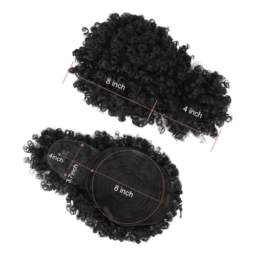 Miniatura 6 de Cola de caballo con cordón para mujeres negras Afro Puff Cola de caballo con cordón con flequillo Cola de caballo corta crespa y rizada Moño cola