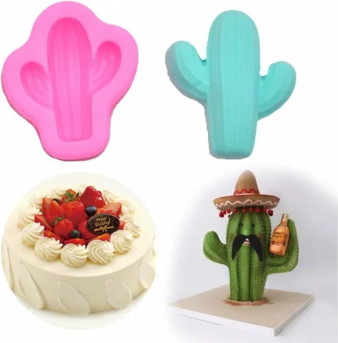 Miniatura 5 de MoldFun Juego de 3 moldes de silicona para cactus, moldes de cactus para decoración de fondant de pasteles, mini jabón, chocolate, caramelo, vela
