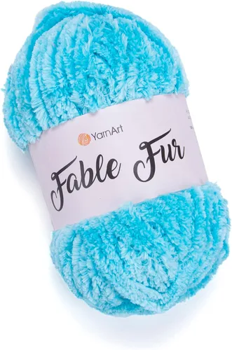 Miniatura 16 de Yarnart Fable Fur Hilo (100gr), Hilo de Pestañas Sintético Suave Grueso Esponjoso Falso Difuso para Ropa de Ganchillo Tejido de Punto Súper