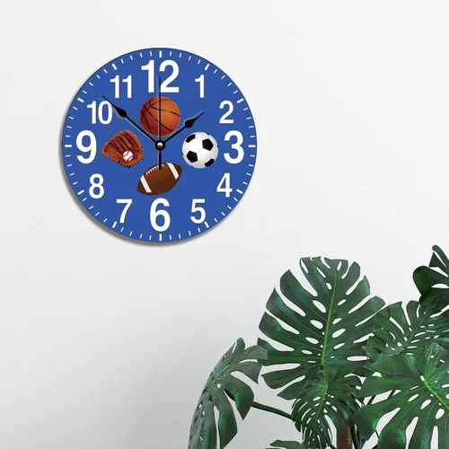 Miniatura 5 de ArogGeld Reloj de pared deportivo para niños, 10 pulgadas, redondo, de madera, vintage, funciona con pilas, grande, silencioso, personalizado