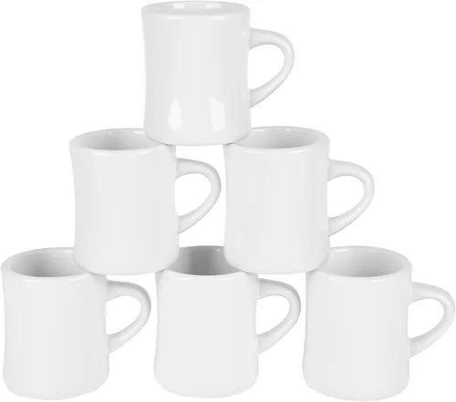 Miniatura 10 de BYCNZB Juego de 6 tazas de café de cerámica de 11 onzas para restaurante, comedor, granja, cafetería, hogar (crema)