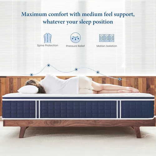Miniatura 8 de Colchón individual de 12 pulgadas, espuma cómoda de múltiples capas y bobina para soporte de espalda Medium Firm Hotel Collection Hybrid Sleep