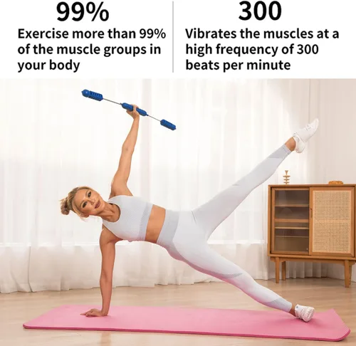 Miniatura 5 de Barra de Ejercicio de Fitness, Barra de Fitness Elástica, Barra de Entrenamiento de Alta Frecuencia de Vibración para Quemar Grasa en Yoga, Pilates