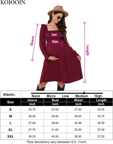 Miniatura 7 de KOJOOIN Vestido de maternidad para mujer, sin mangas, cuello cuadrado, volantes, casual, bohemio, vestido midi para baby shower, sesión de fotos