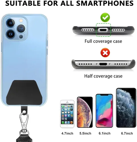 Miniatura 4 de SHANSHUI Cordón para Teléfono, Paquete de 2 Correas de Cordón para Teléfono, 2 Piezas de Parches de Sujeción Duraderos, Cordón Universal de Nailon