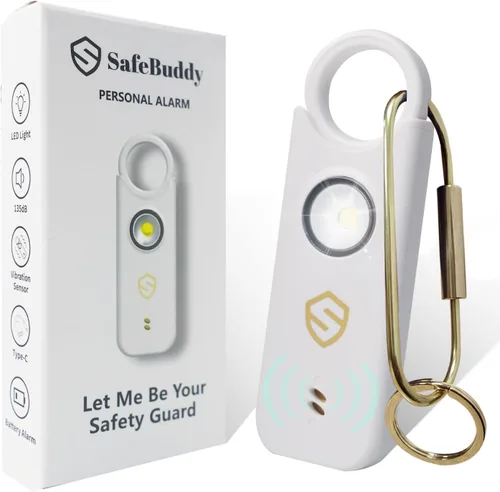 Miniatura 7 de Alarma personal para mujer, diseñada por mujeres, alarma de altavoces dobles extra fuertes con luz estroboscópica, recargable, alarmas personales