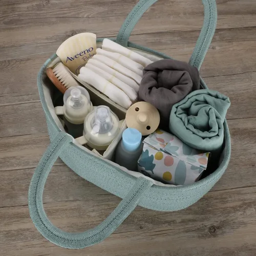 Miniatura 49 de Organizador de pañales para bebé con cuerda de algodón para niña o niño, cesta de almacenamiento portátil para guardería, bolsa de transporte