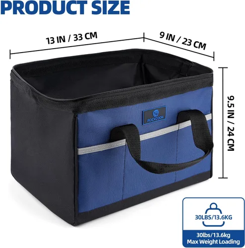 Miniatura 3 de Bolsa de herramientas de 13 pulgadas, organizador de herramientas de boca ancha para almacenamiento de herramientas, resistente y resistente al