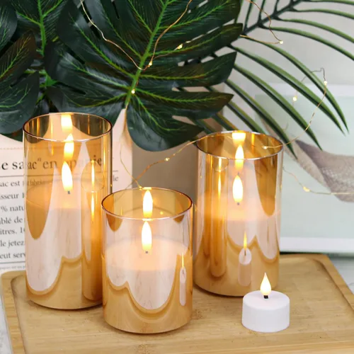 Miniatura 6 de GenSwin - Velas LED sin llama, parpadeantes, funcionan con pilas, con control remoto, velas de cristal de cera real, mecha 3D, con temporizador