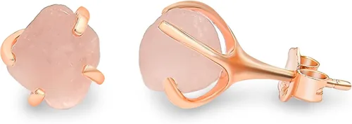 Miniatura 26 de Aretes de piedra preciosa natural en bruto con oro rosa sobre plata de ley 925, 6 a 0.276 in, regalo de piedra de nacimiento de calidad genuina