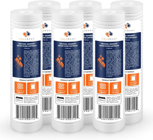 Aquaboon cartucho de filtro de agua de sedimento ranurado, 10 pulgadas x 2.5 pulgadas, para cualquier unidad RO