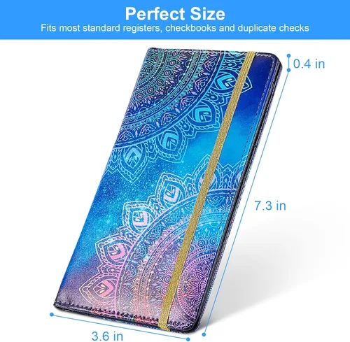 Miniatura 6 de Funda de chequera para chequera personal, funda de registro RFID con soporte para bolígrafo y divisor de plástico transparente integrado