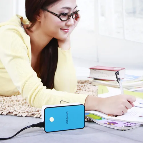Miniatura 5 de Calentador Mini Portátil de Escritorio para Oficina de Bajo Consumo Eléctrico, Ventilador Calefactor Eléctrico, Calentador de Aire Azul