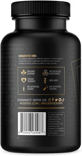 Miniatura 6 de HOSSTILE PurCaf Cápsulas de cafeína orgánica, suplemento energético natural, sin choques ni nerviosismo, enfoque y energía antes del entrenamiento