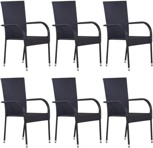 Miniatura 8 de 2 sillas de comedor de ratán para patio, sillas de patio apilables para exteriores, ratán de polietileno con reposabrazos y marco de acero, juego