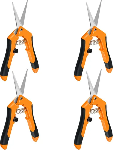 Miniatura 8 de iPower GLPRNR6OR - Tijeras de podar de jardinería de 6.5 pulgadas con cuchillas rectas de acero inoxidable para recortar hierbas, plantas, Naranja