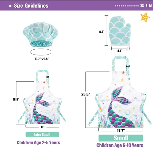 Miniatura 3 de Kids Apron Set with Pocket Adjustable Strap Baby Toddler Bib Apron