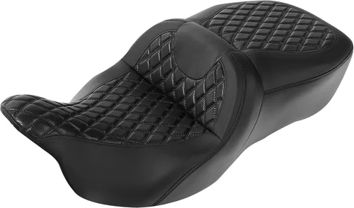 C.C. RIDER Asiento de conductor, piloto y pasajero de una pieza con diamante, asiento de 2 plazas para Harley Touring Road King FLHR, Street Glide