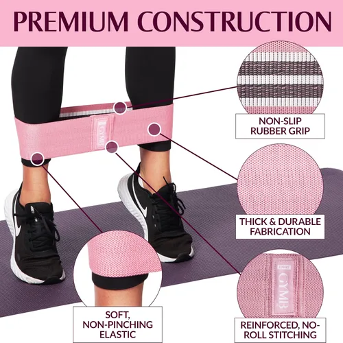 Miniatura 3 de Gymbee bandas de resistencia Premium para entrenar – Bandas de ejercicio para entrenar glúteos, muslos y piernas – Bandas de tela antideslizantes