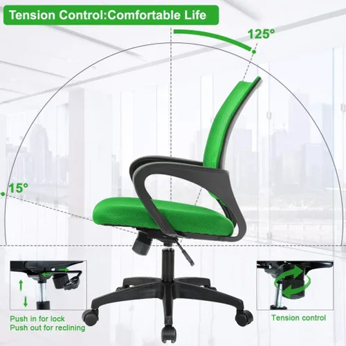 Miniatura 6 de BestOffice Silla de oficina ergonómica Silla giratoria de escritorio con respaldo medio Respaldo transpirable y soporte lumbar Altura Verde