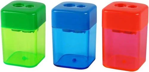 Miniatura 5 de Eagle Sacapuntas manual, 2 agujeros, para lápices de colores estándar y jumbo, 2.17 x 1.49 pulgadas, perfecto para niños, paquete de 2 (rojo)