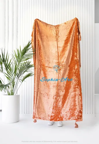 Miniatura 18 de Sophia-Art Manta de terciopelo triturado de lujo con borlas, para sofá o cama, manta suave, bohemia y cálida, acogedora, felpa ligera