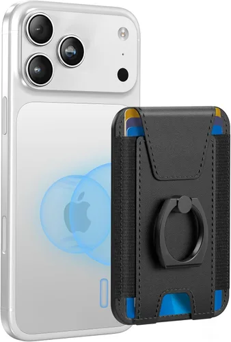 Miniatura 14 de ExtreLife Cartera Magsafe con agarre, soporte para 6 tarjetas, soporte magnético más fuerte para iPhone 17/16/15/14/13/12, cartera magnética
