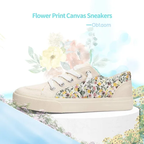 Miniatura 2 de Obtaom Play - Tenis de lona para mujer, color blanco deslavado y estampado de leopardo, sin cordones, a la moda