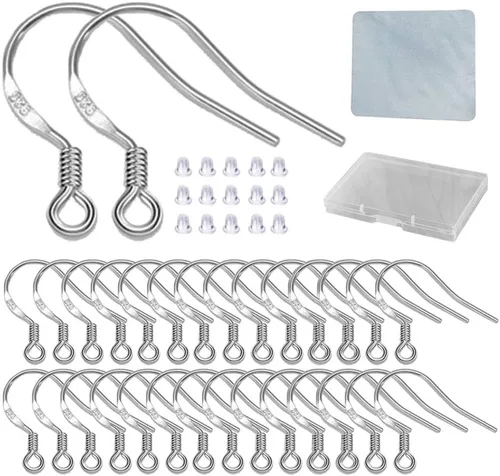 Miniatura 17 de Ganchos para aretes de oro 80 unidades/40 pares, alambres para aretes con gancho de pez, 240 piezas de accesorios de joyería hipoalergénicos con Oro