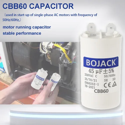 Miniatura 6 de BOJACK 45uf 45MFD uF CBB60 Condensador de funcionamiento de lavadora Frecuencia del condensador de funcionamiento del motor 50/60Hz 250VAC 250V Stud