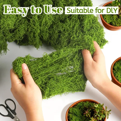 Miniatura 4 de Musgo verde falso de 15.1 onzas para manualidades, musgo artificial para plantas de interior, musgo artificial decorativo verde claro