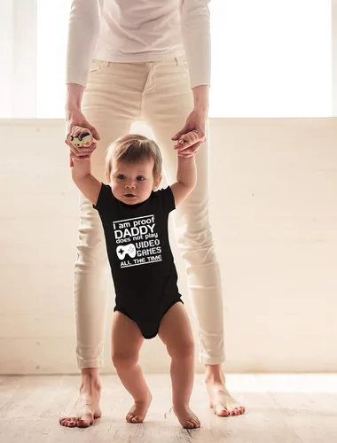 Miniatura 3 de CBTwear Proof Daddy Does Not Play Video Games All the Time – Ropa de bebé – Divertido body para recién nacido para niños y niñas