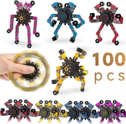 Miniatura 11 de 20 piezas de juguetes fidget spinners al azar, juguetes dedo robot deformables DIY, juguete spinner de descompresión, juguetes gyro mecánicos