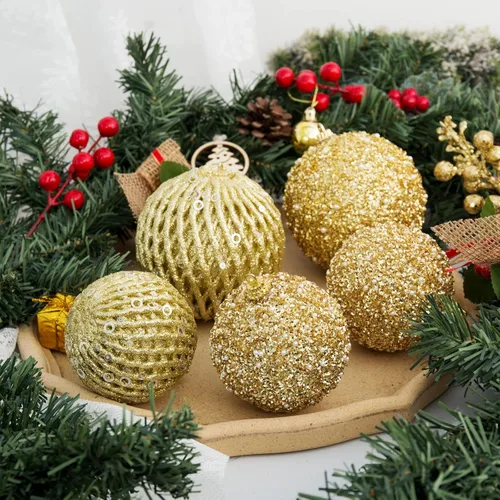 Miniatura 4 de Adornos de bola de Navidad de 3.15 pulgadas, con purpurina inastillable, adornos para árbol de Navidad, bolas colgantes de Navidad, decoraciones