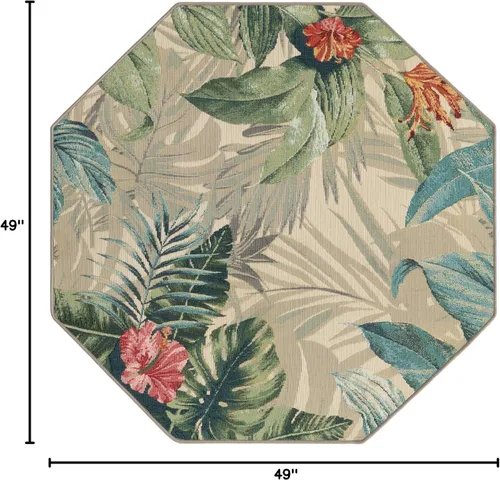 Miniatura 2 de Unique Loom Outdoor Botanical Collection - Alfombra Kula (4 pies 1 pulgada octágono multi/gris)