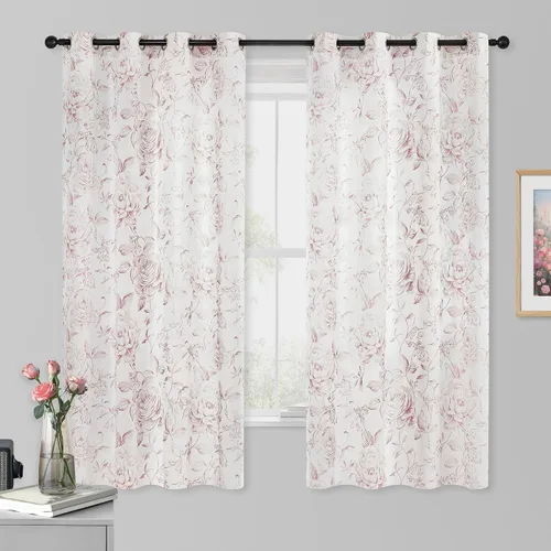Miniatura 28 de Beauoop - Cortinas florales 100% blackout, de 84 pulgadas de largo, 2 paneles, para dormitorio, sala de estar, azul marino y blanco