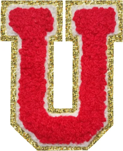 Miniatura 108 de Parches de letras termo-adhesivas de felpilla para chaquetas, parches de letras universitarias con brillantina para planchar en la letra azul A