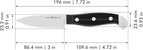Miniatura 3 de HENCKELS Cuchillo de chef compacto de 3 pulgadas ultraafilado, diseñado en Alemania con más de 100 años de maestría, color negro/acero inoxidable