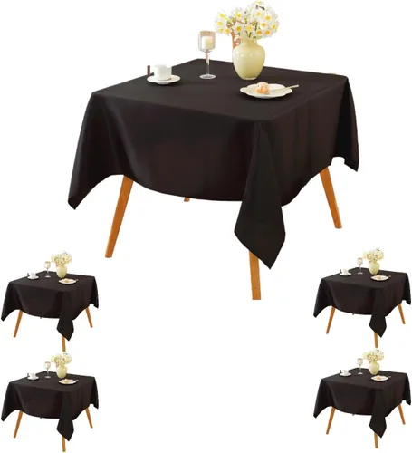 Miniatura 72 de Paquete de 5 Manteles Cuadrados 60 x 60 Pulgadas de Carbón, Mantel de Poliéster Lavable para Uso en Hogar, Fiesta, Boda o Restaurante.