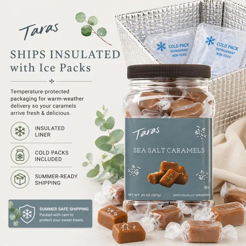 Miniatura 3 de Taras Gourmet Sea Salt Caramels All Natural Candy Creamy & Individually Wrapped with Real Butter (20 oz)