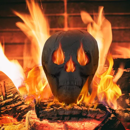 Miniatura 2 de Tangkula Calavera de cerámica para Halloween, calaveras humanas a prueba de fuego, reutilizables, con forma de calavera, decoración de Halloween