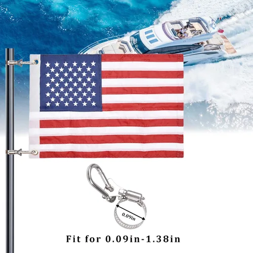 Miniatura 7 de Bandera de barco marina universal con 4 kits de mástil de bandera de barco Bandera de EE. UU. con 50 estrellas bordadas Bandera de barco americana 1