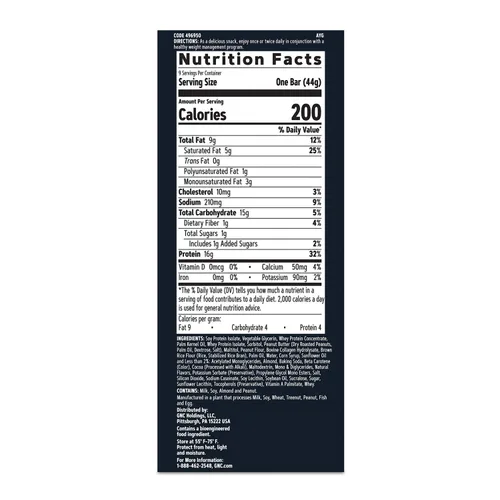 Miniatura 2 de GNC Total Lean Bar Barra de comida con alto contenido de proteínas y satisfying con hambre Yogur de arándanos 5 barras