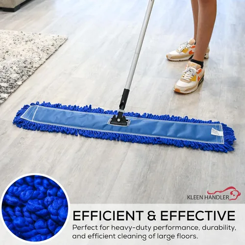 Miniatura 8 de KLEEN HANDLER Paquete de 3 trapeadores de polvo de microfibra de 36 pulgadas, repuesto de cabezal de trapeador comercial lavable grande, barredora