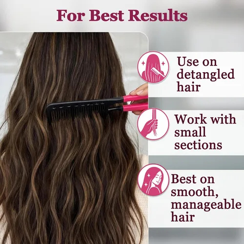 Miniatura 5 de Peine de Alisado de Cabello HerStyler - Peine Alisador para Plancha - Facilita el Estilo - Obtén Cabello Lacio en Minutos (Rosa)