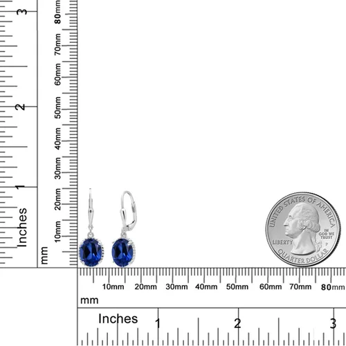 Miniatura 180 de Gem Stone King Aretes colgantes de gota para mujer, plata de ley 925, piedra natal ovalada de 0.354 x 0.276 in, joyería fina, regalos para ella
