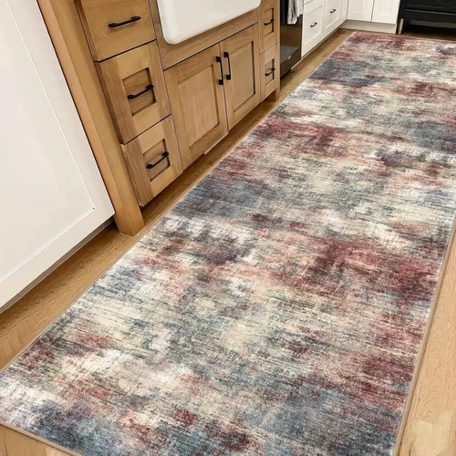 Miniatura 527 de IOHOUZE Alfombra abstracta lavable de 3 x 12 pies para pasillos, antideslizante para cocina, camino de entrada de lana sintética para interiores